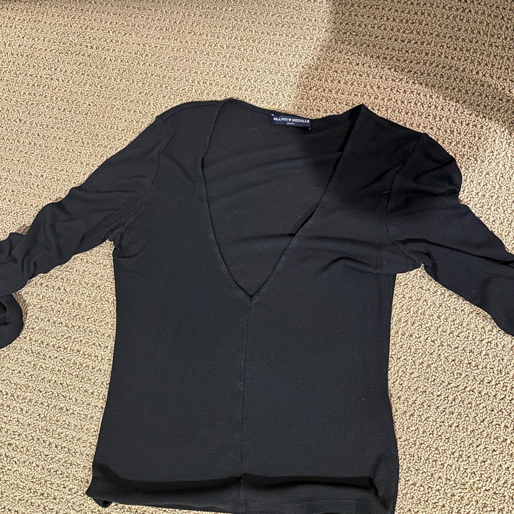 Black V-Neck Women's Top